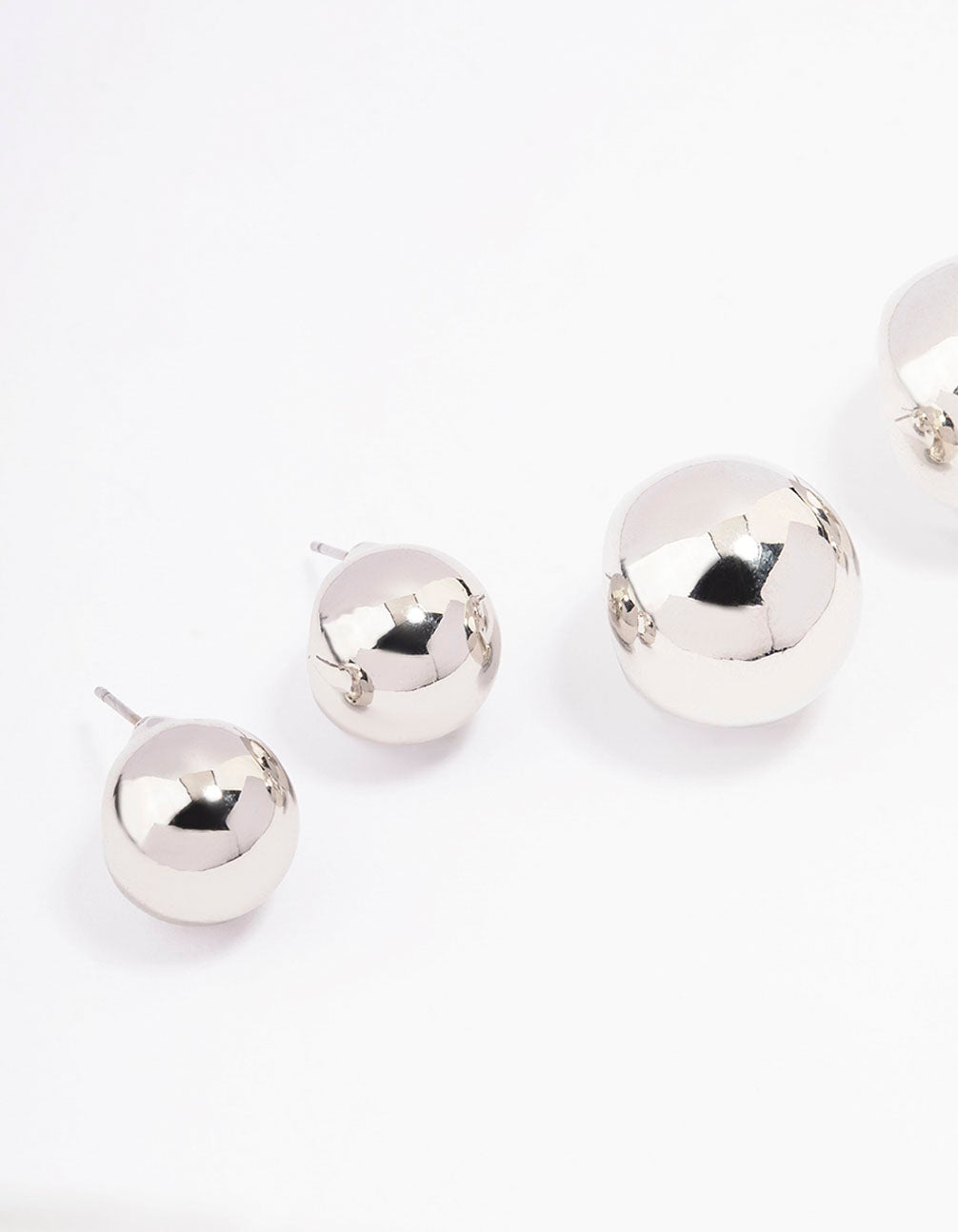 Silver Ball Hoop Earrings 3-Pack