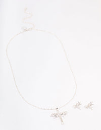 Silver Baguette Dragonfly Jewellery Set - link has visual effect only