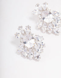 Silver Cubic Zirconia Pear Diamante Stud Earrings - link has visual effect only