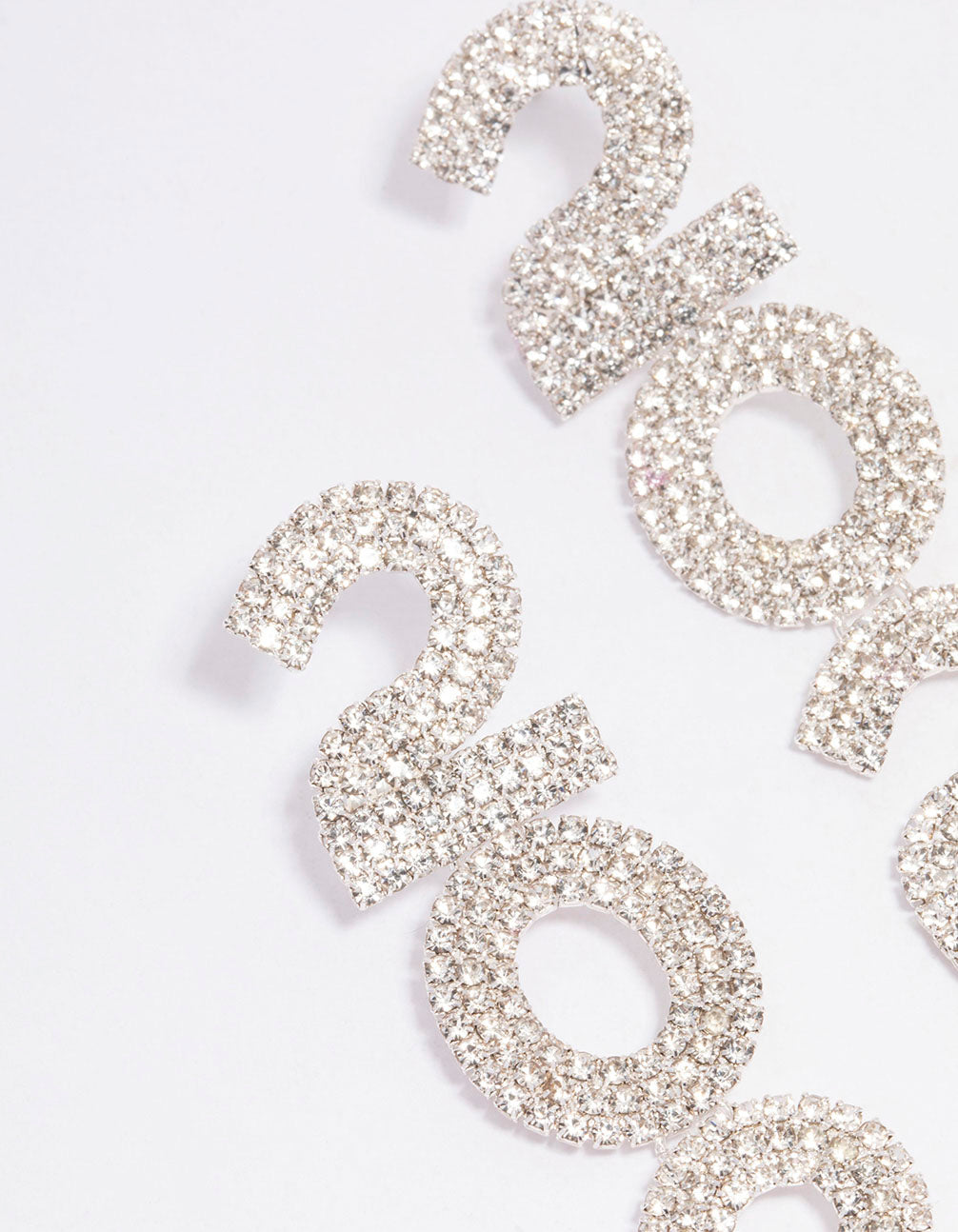 Silver 2024 New Year Diamante Drop Earrings