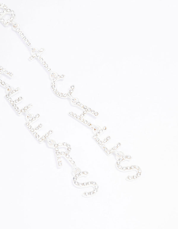 Silver Cheers B*tches Drop Earrings