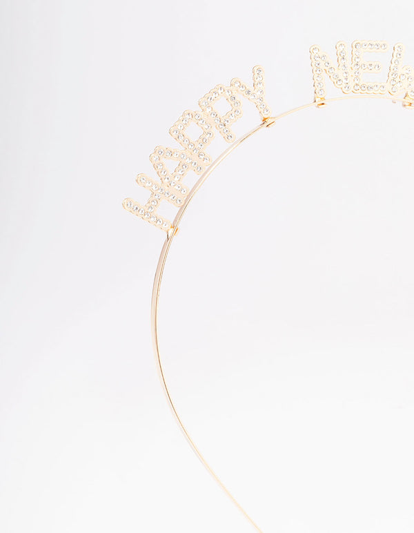 Gold Crystal Happy New Year Headband