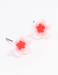 Pink Hibiscus Flower Stud Earrings - link has visual effect only