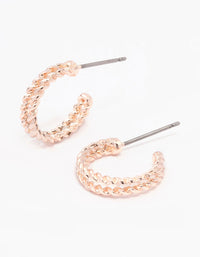 Rose Gold Double Twisted Huggie Earrings - link has visual effect only