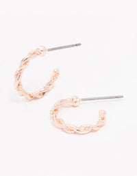 Rose Gold Rope Twisted Huggie Earrings - link has visual effect only
