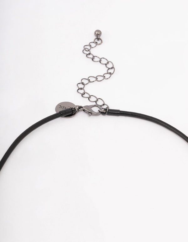 Black Flower Drop Y-Shape Necklace