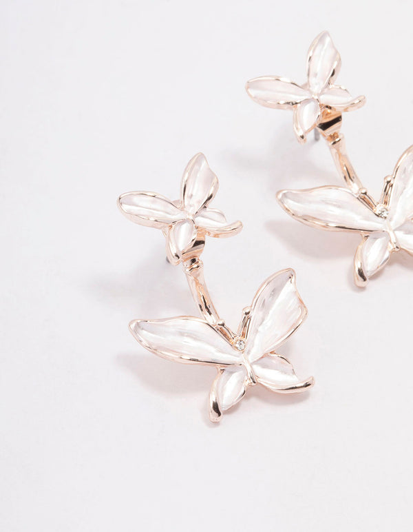 Rose Gold Butterfly Drop Earrings