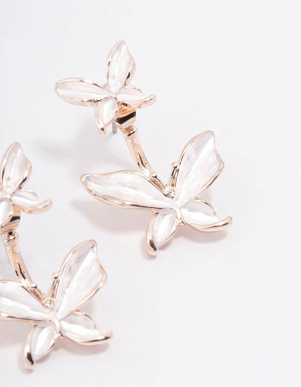 Rose Gold Butterfly Drop Earrings