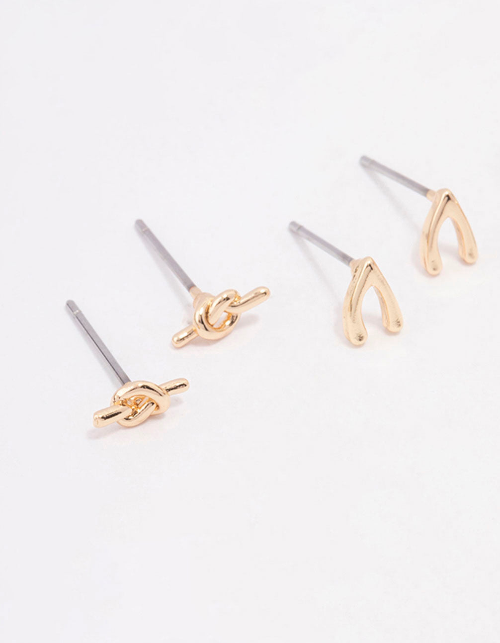 Gold Cubic Zirconia Mixed Charm Stud Earrings 3-Pack