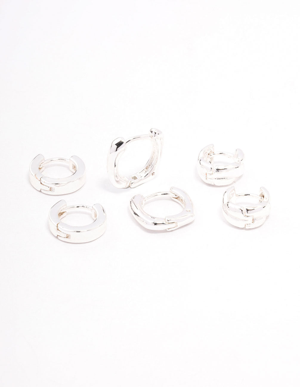 Silver Plated Brass  Chunky Rope Huggie Earring 3-Pack
