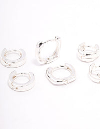Silver Plated Brass  Chunky Rope Huggie Earring 3-Pack - link has visual effect only