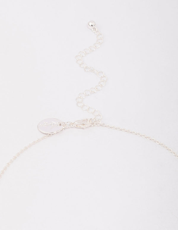 Silver Plated Brass  Large Marquise Cross Pendant Necklace