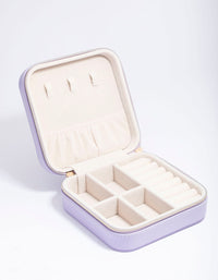 Purple Faux Leather Square Jewellery Case - link has visual effect only