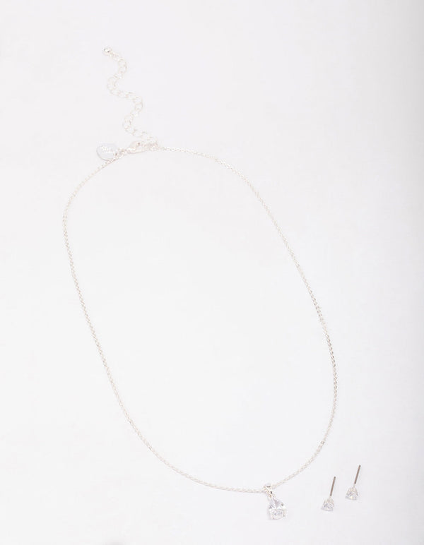 Silver Pear Drop Jewellery Set