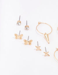 Gold Cross Pointed Earring 8-Pack - link has visual effect only