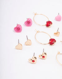 Gold Mixed Heart Earring 8-Pack - link has visual effect only