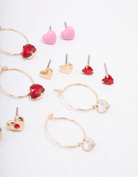 Gold Mixed Heart Earring 8-Pack - link has visual effect only