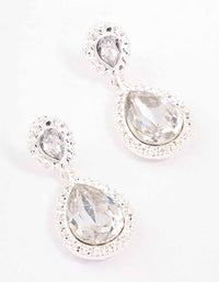 Silver Double Pear Stone Drop Earrings - link has visual effect only
