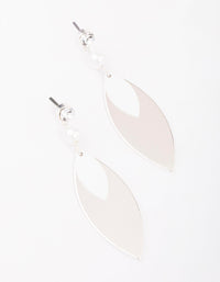Silver Diamante & Pearl Tapered Drop Earrings - link has visual effect only