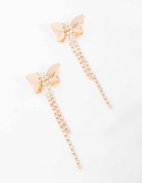 Gold Butterfly Cup Chain Drop Earrings - link has visual effect only