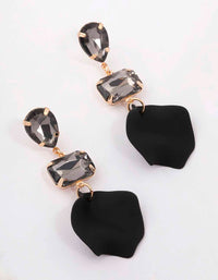 Gold Diamante Stone Petal Drop Earrings - link has visual effect only