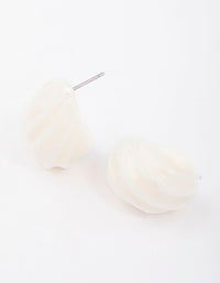 White Spiral Teardrop Huggie Earrings - link has visual effect only
