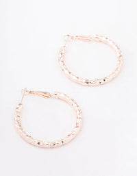 Rose Gold Geometric Textured Hoop Earrings - link has visual effect only