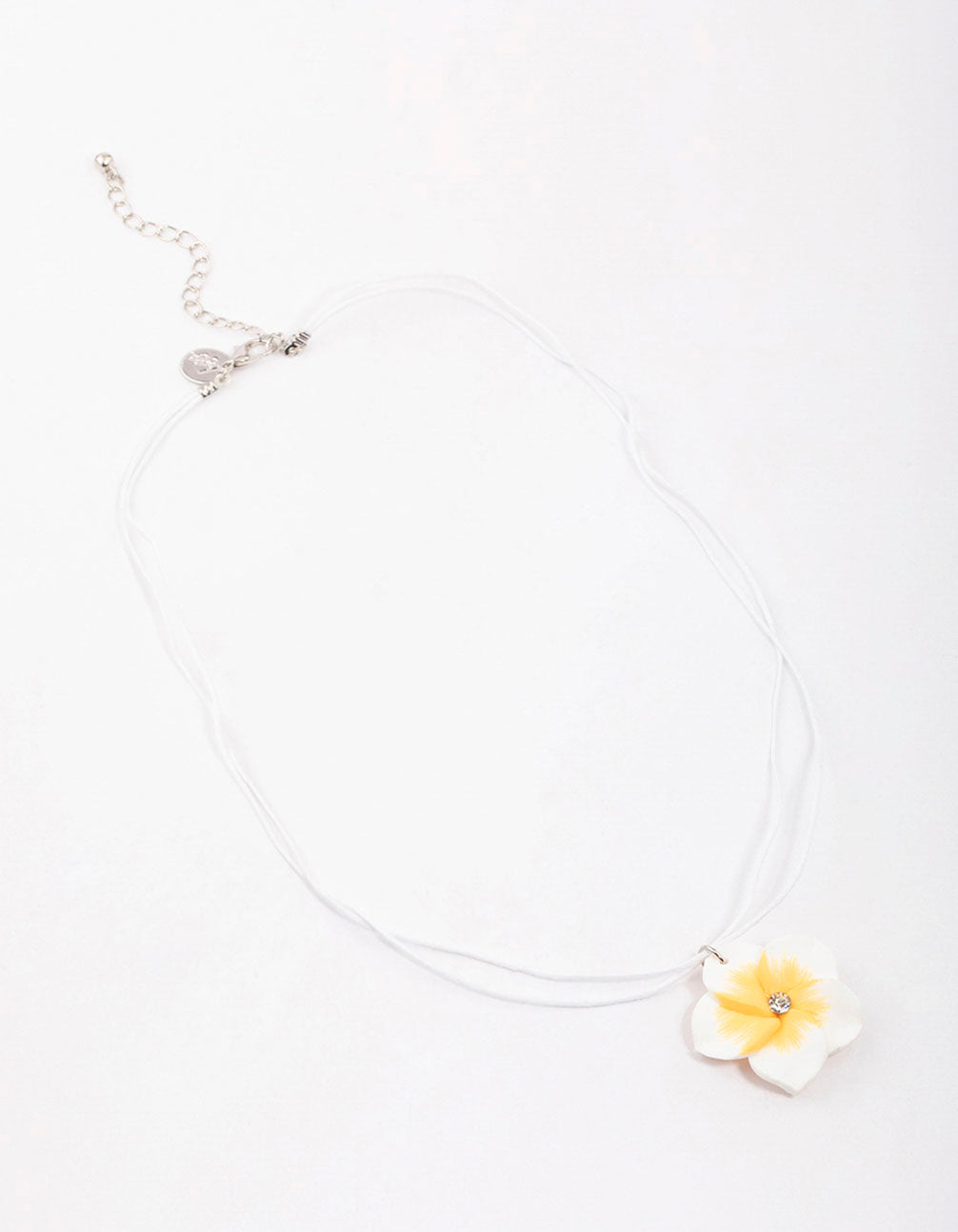 Silver Rope Diamante Frangipani Short Necklace