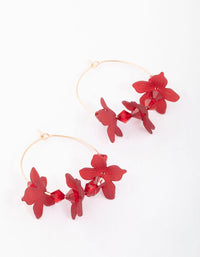 Red Frosted Flower Hoop Earrings - link has visual effect only