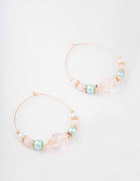 Gold Mixed Beaded & Pearl Hoop Earrings - link has visual effect only