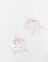Silver Diamante Beaded Planet Drop Earrings - link has visual effect only