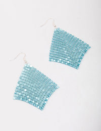 Teal Diamante Chainmail Drop Earrings - link has visual effect only