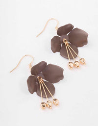 Brown Flower Stick & Ball Drop Earrings - link has visual effect only