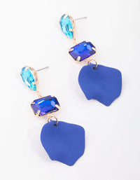 Blue Pear & Rectangle Diamante Petal Drop Earrings - link has visual effect only