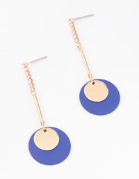 Blue Cupchain Layered Disc Drop Earrings - link has visual effect only