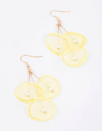 Yellow Multi Pearl Flower Drop Earrings - link has visual effect only