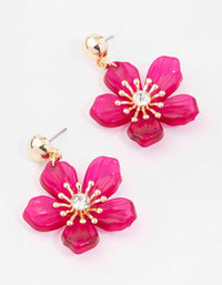 Pink Diamante Stippled Flower Drop Earrings - link has visual effect only