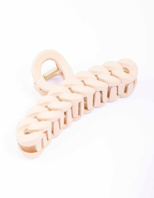 Neutral Coated Plaited Hair Claw Clip