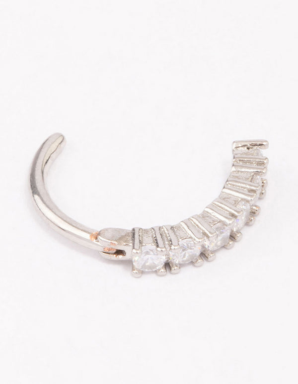 Surgical Steel Round Cubic Zirconia Curve Belly Ring