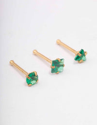 Gold Plated Surgical Steel Triangular Shape Nose Stud 3-Pack - link has visual effect only