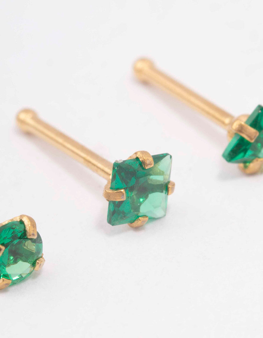 Gold Plated Surgical Steel Triangular Shape Nose Stud 3-Pack