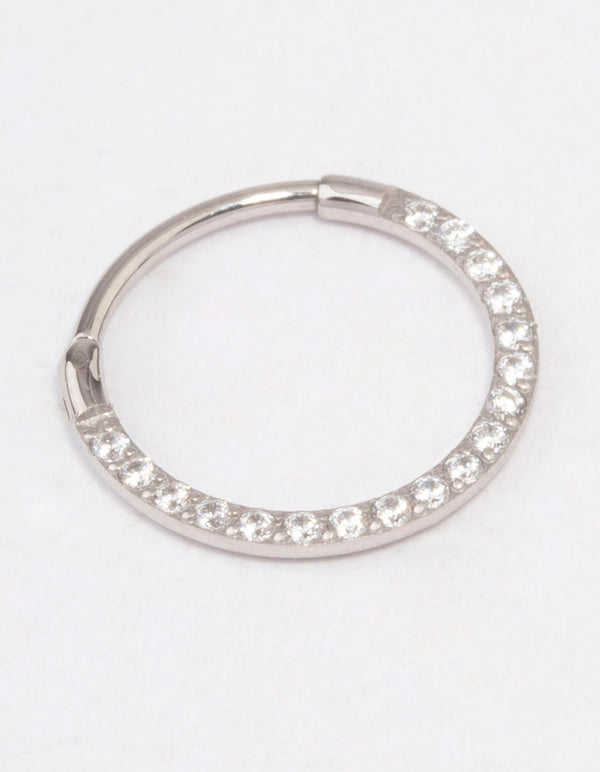 Surgical Steel Cubic Zirconia Clicker Ring