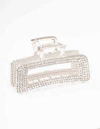 Rhodium Diamante Rectangle Hair Claw Clip - link has visual effect only