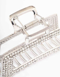 Rhodium Diamante Rectangle Hair Claw Clip - link has visual effect only