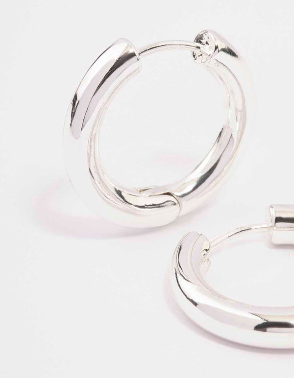 Silver Plain Clicker Hoop Earrings