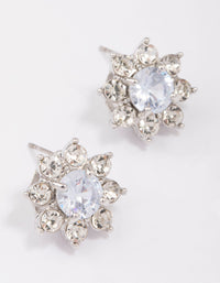 Silver Diamante Flower Stud Earrings - link has visual effect only