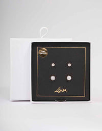 Gold Hexagon Diamante Stud Earring Pack - link has visual effect only