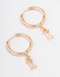 Gold Baguette Drop Huggie Earrings - link has visual effect only