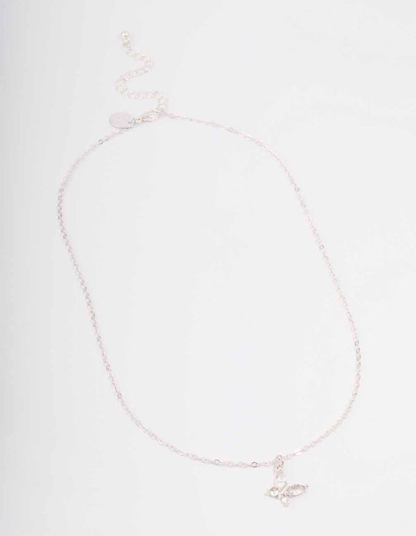 Silver Asymmetrical Butterfly Necklace