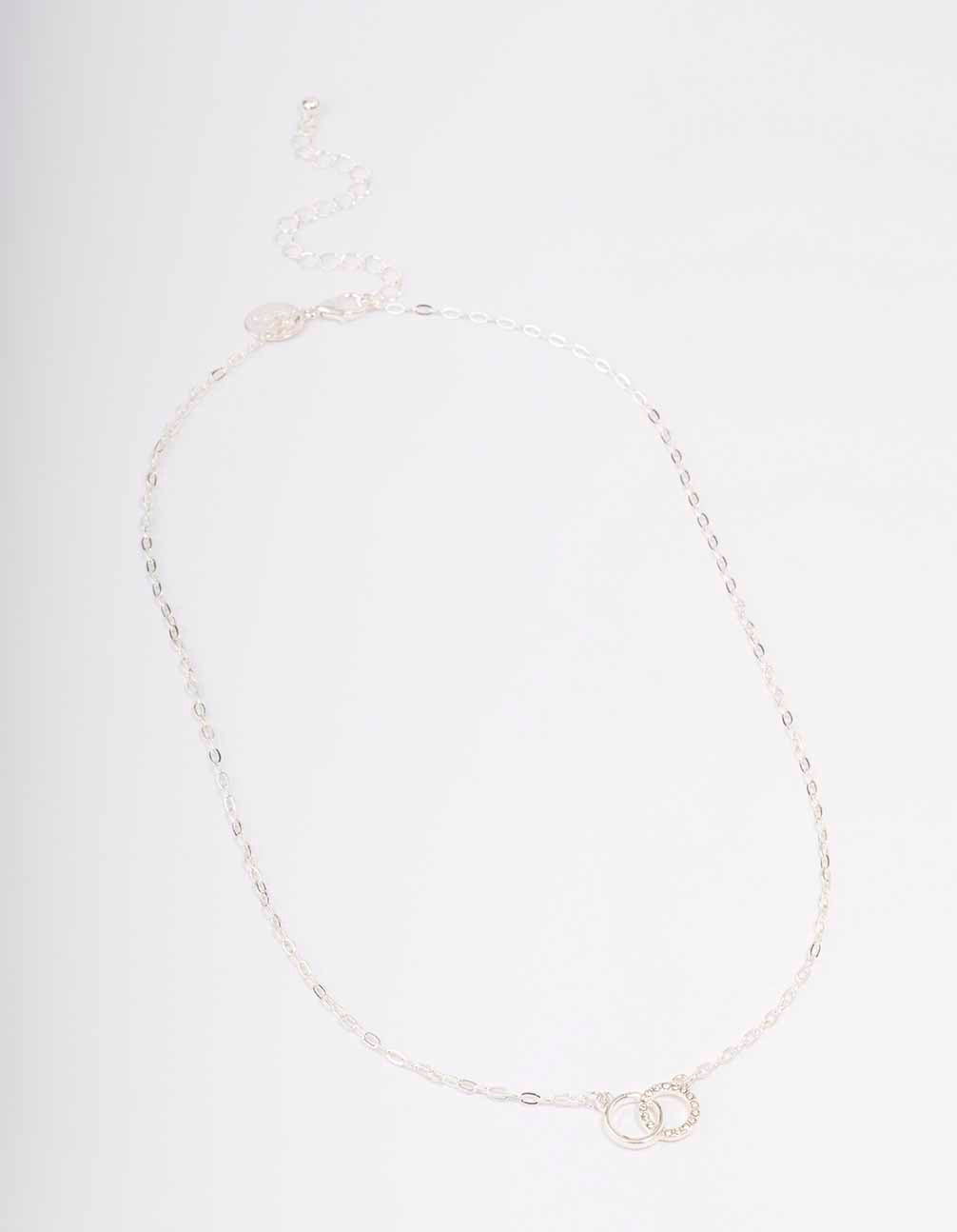 Silver Linked Diamante Circle Necklace